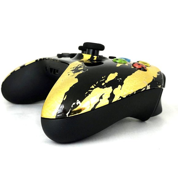 Custom Xbox Series X / S Wireless Controller - Glossy Chrome Gold Black Splatter - Picture 2 of 8